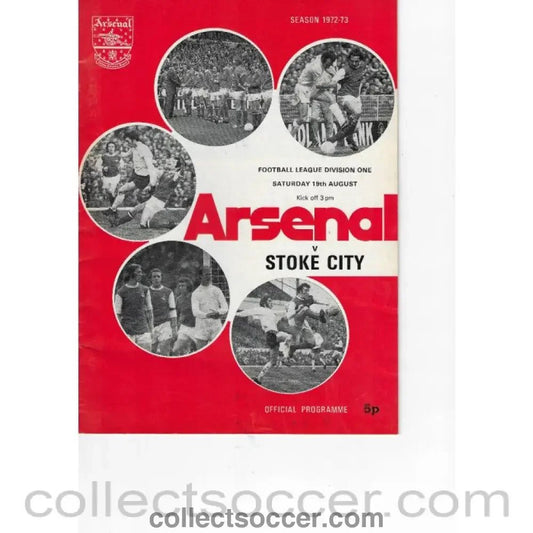 1972 - Arsenal v Stoke City 19/8/1972 Official Programme - Collect Soccer