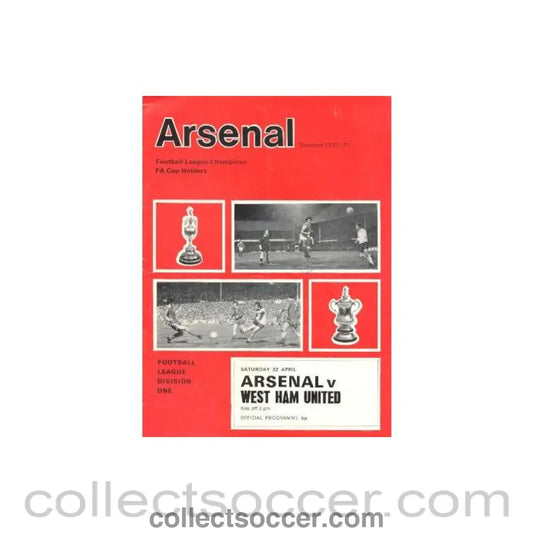 1972 - Arsenal v West Ham United official programme 22/04/1972