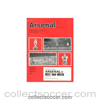 1972 - Arsenal v West Ham United official programme 22/04/1972 - Collect Soccer