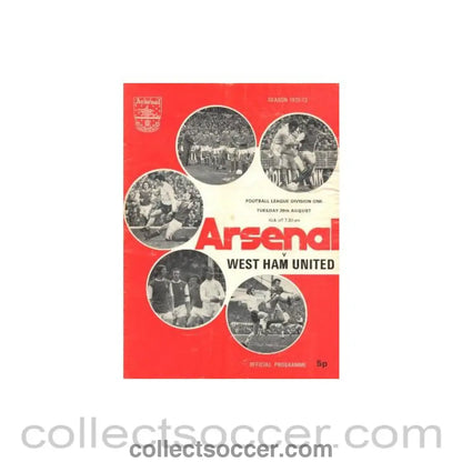 1972 - Arsenal v West Ham United official programme 29/08/1972