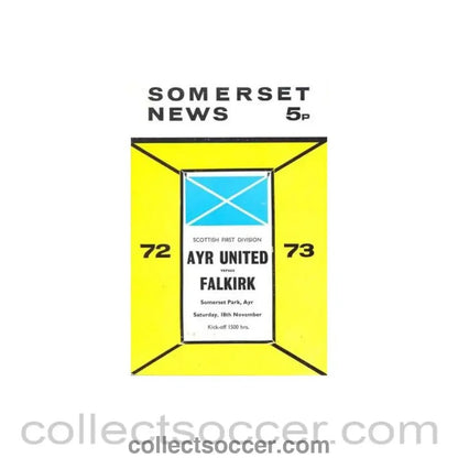 1972 - Ayr United v Falkirk official programme 18/11/1972 - Collect Soccer