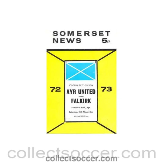1972 - Ayr United v Falkirk official programme 18/11/1972 - Collect Soccer