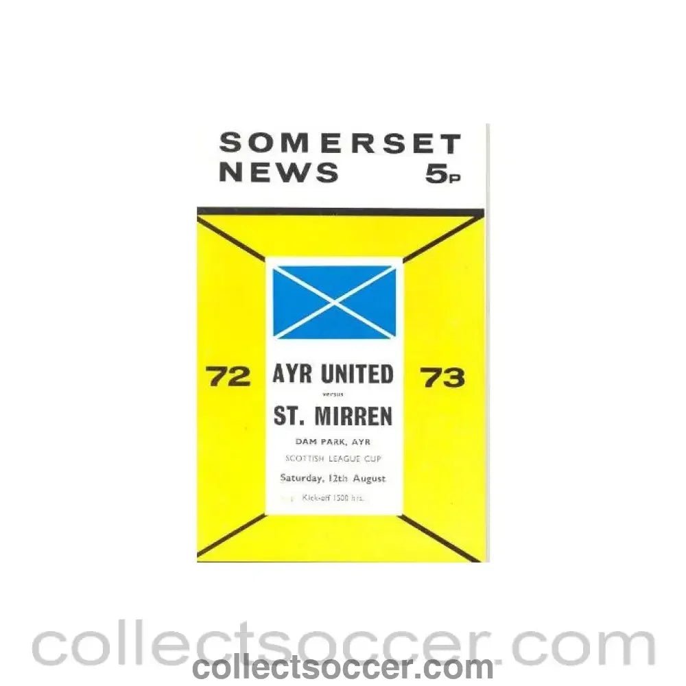 1972 - Ayr United v St. Mirren official programme 12/08/1972 Scottish League Cup - Collect Soccer