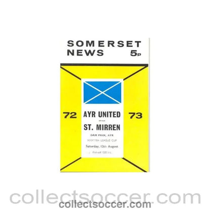 1972 - Ayr United v St. Mirren official programme 12/08/1972 Scottish League Cup - Collect Soccer