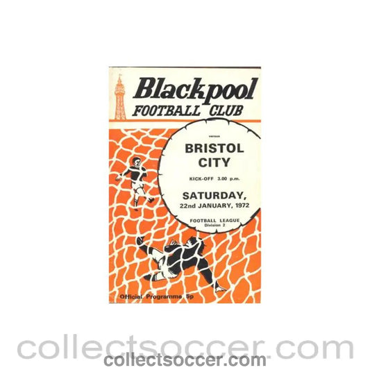 1972 - Blackpool v Bristol City official programme 22/01/1972 Football League