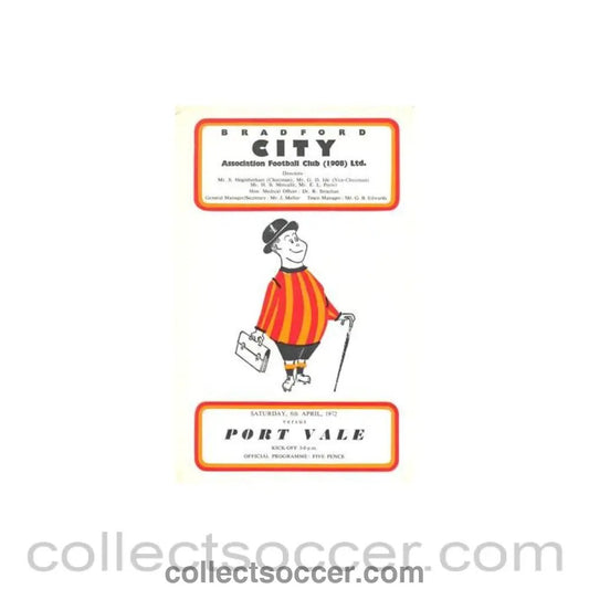 1972 - Bradford City v Port Vale official programme 08/04/1972 Football League - Collect Soccer