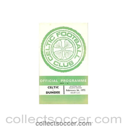 1972 - Celtic v Dundee official programme 26/02/1972 - Collect Soccer