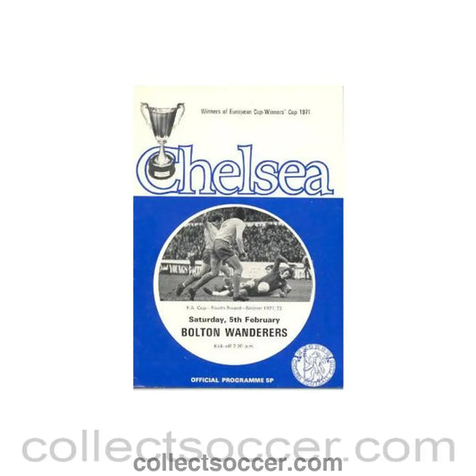1972 - Chelsea v Bolton Wanderers official programme 05/02/1972