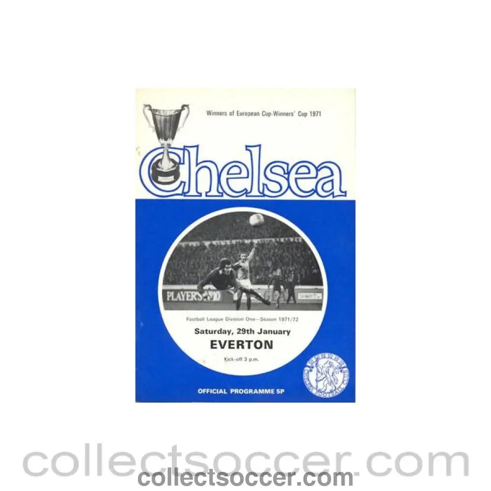 1972 - Chelsea v Everton official programme 29/01/1972 Football League, token missing and hence half price - Collect Soccer