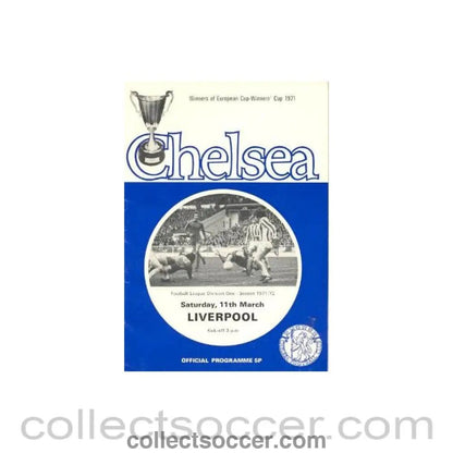 1972 - Chelsea v Liverpool official programme 11/03/1972 - Collect Soccer