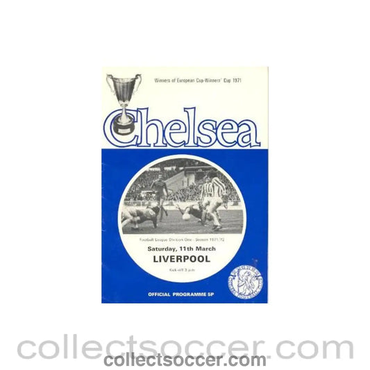 1972 - Chelsea v Liverpool official programme 11/03/1972