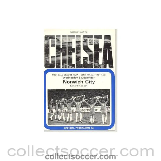 1972 - Chelsea v Norwich City official programme 06/12/1972