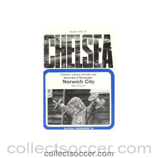 1972 - Chelsea v Norwich City official programme 09/12/1972