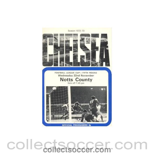 1972 - Chelsea v Notts County official programme 22/11/1972