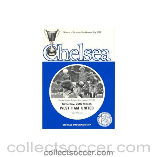 1972 - Chelsea v West Ham United official programme 25/03/1972