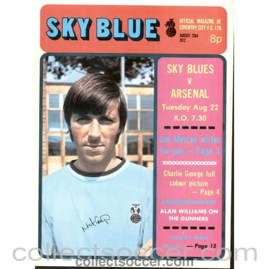 1972 - Coventry City v Arsenal Programme 22/8/1972 - Collect Soccer