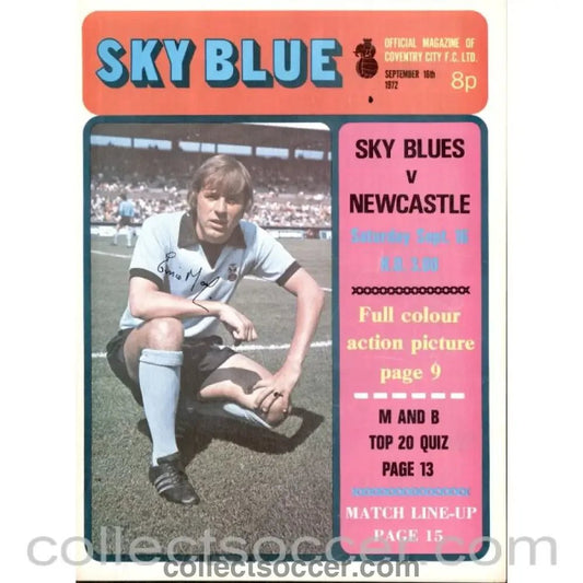 1972 - Coventry City v Newcastle United Programme 16/9/1972 - Collect Soccer