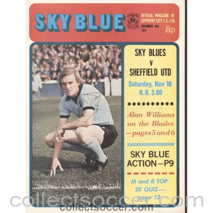 1972 - Coventry City v Sheffield United Programme 18/11/1972 - Collect Soccer