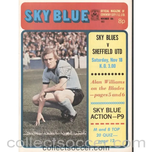 1972 - Coventry City v Sheffield United Programme 18/11/1972 - Collect Soccer