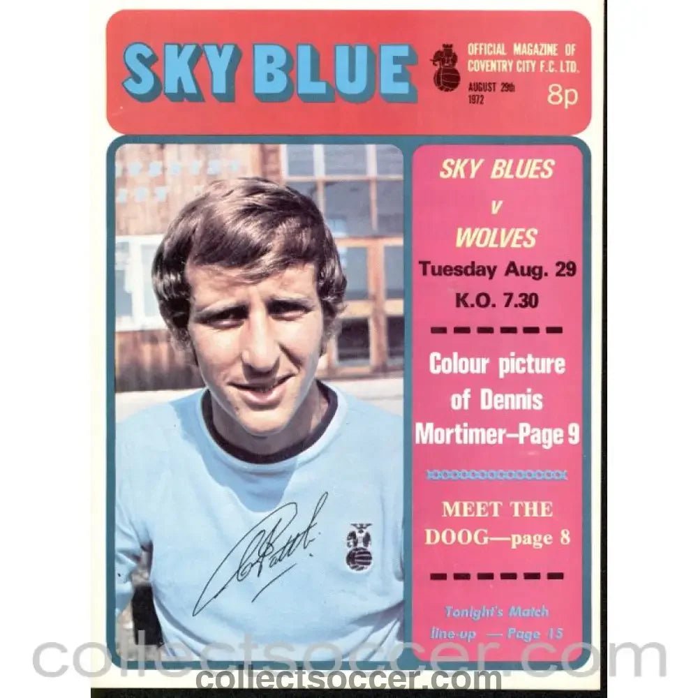 1972 - Coventry City v Wolverhampton Wanderers Programme 29/8/1972 - Collect Soccer