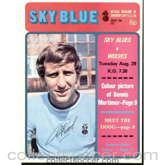 1972 - Coventry City v Wolverhampton Wanderers Programme 29/8/1972 - Collect Soccer