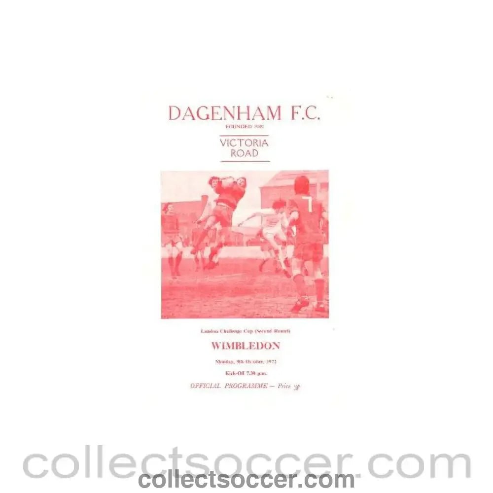 1972 - Dagenham v Wimbledon official programme 09/10/1972 - Collect Soccer