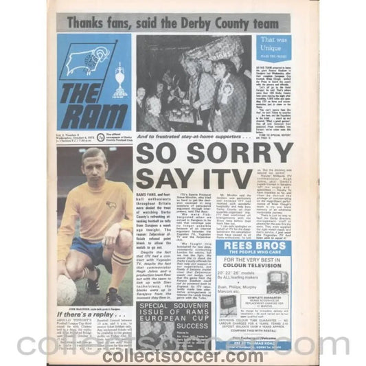 1972 - Derby County v Chelsea 4/10/1972 League Cup Official Programme - Collect Soccer