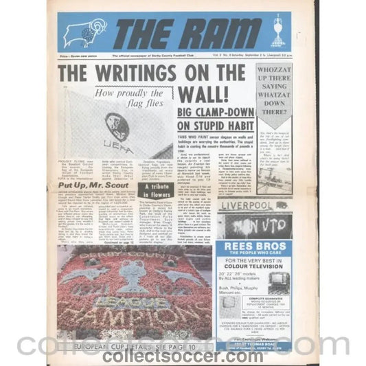 1972 - Derby County v Liverpool 2/9/1972 Official Programme - Collect Soccer