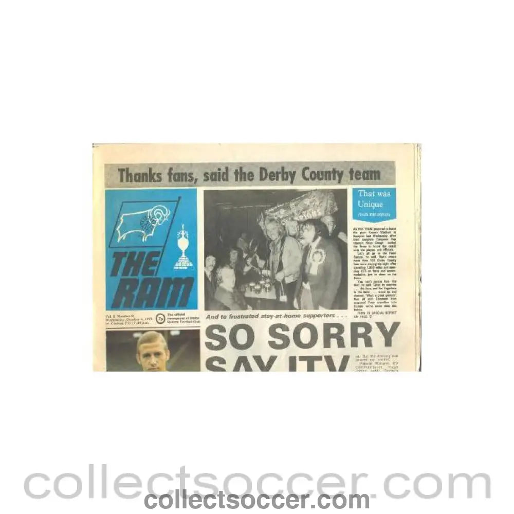 1972 - Derby County vChelsea Ram official newspaper of Derby County official programme 04/10/1972
