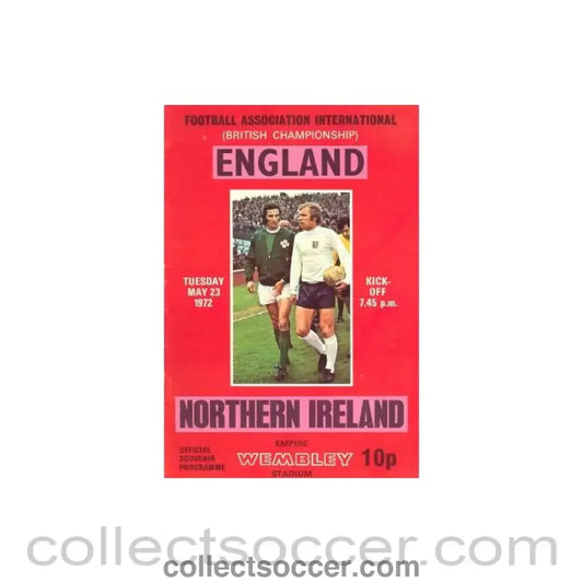1972 England v Northern Ireland official programme 23/05/1972