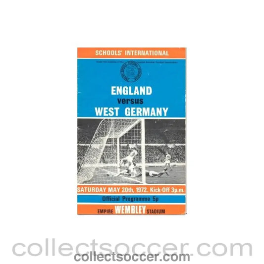 1972 England v West Germany official programme 20/05/1972 Schools’ International at Wembley