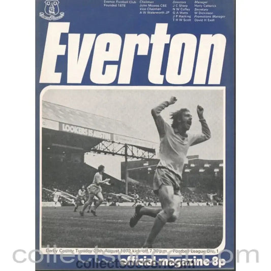 1972 - Everton v Derby County Official Programme 29/8/1972 - Collect Soccer