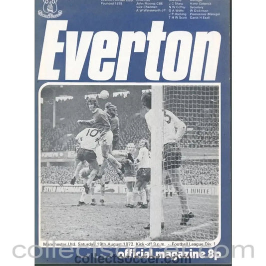 1972 - Everton v Manchester United Programme 19/08/1972 - Collect Soccer