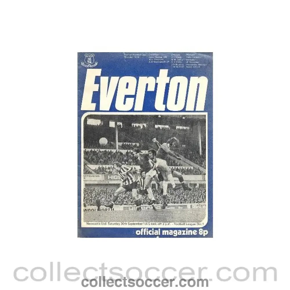 1972 - Everton v Newcastle United official programme 30/09/1972 - Collect Soccer