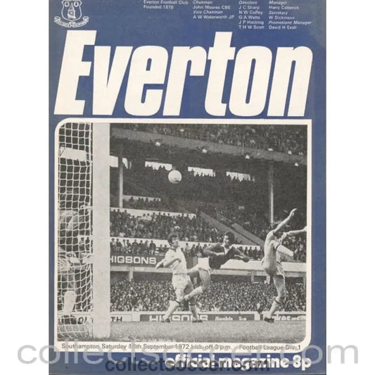 1972 - Everton v Southampton Official Programme 16/9/1972 - Collect Soccer