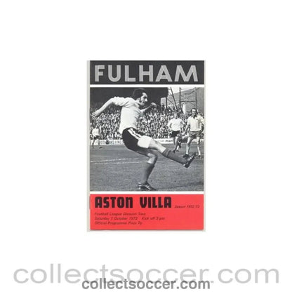 1972 - Fulham v Aston Villa official programme 07/10/1972 - Collect Soccer