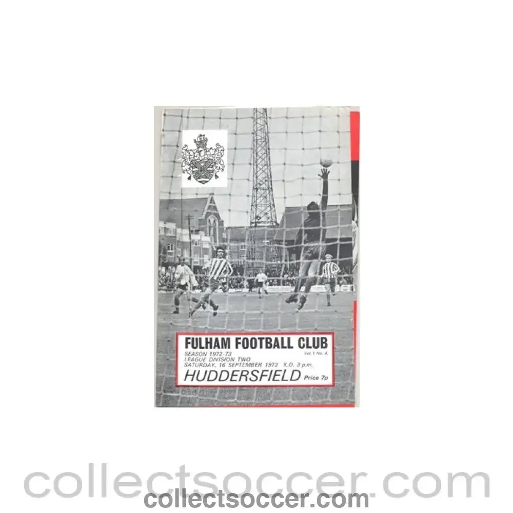 1972 - Fulham v Huddersfield programme 16/09/1972 - Collect Soccer