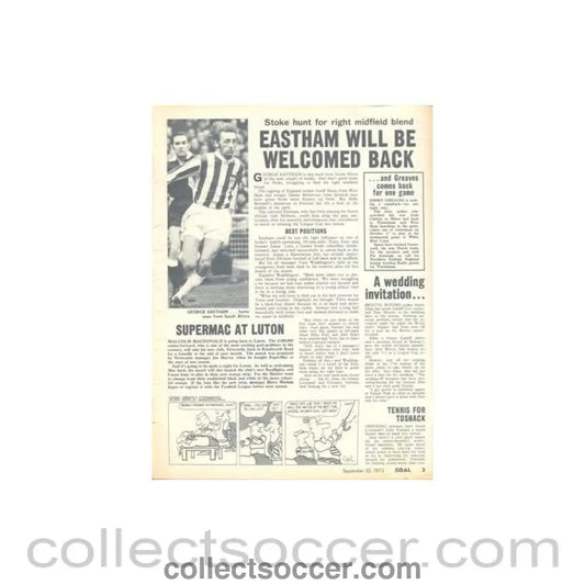 1972 - Goal Magazine of 30/09/1972, half price - Collect Soccer