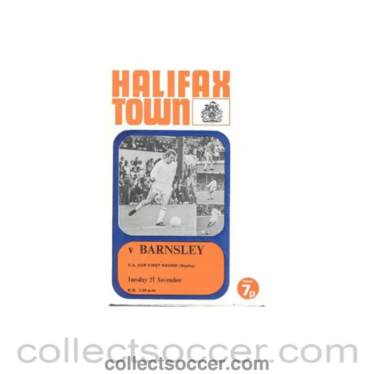 1972 - Halifax Town v Barnsley official programme 21/11/1972 F.A. Cup