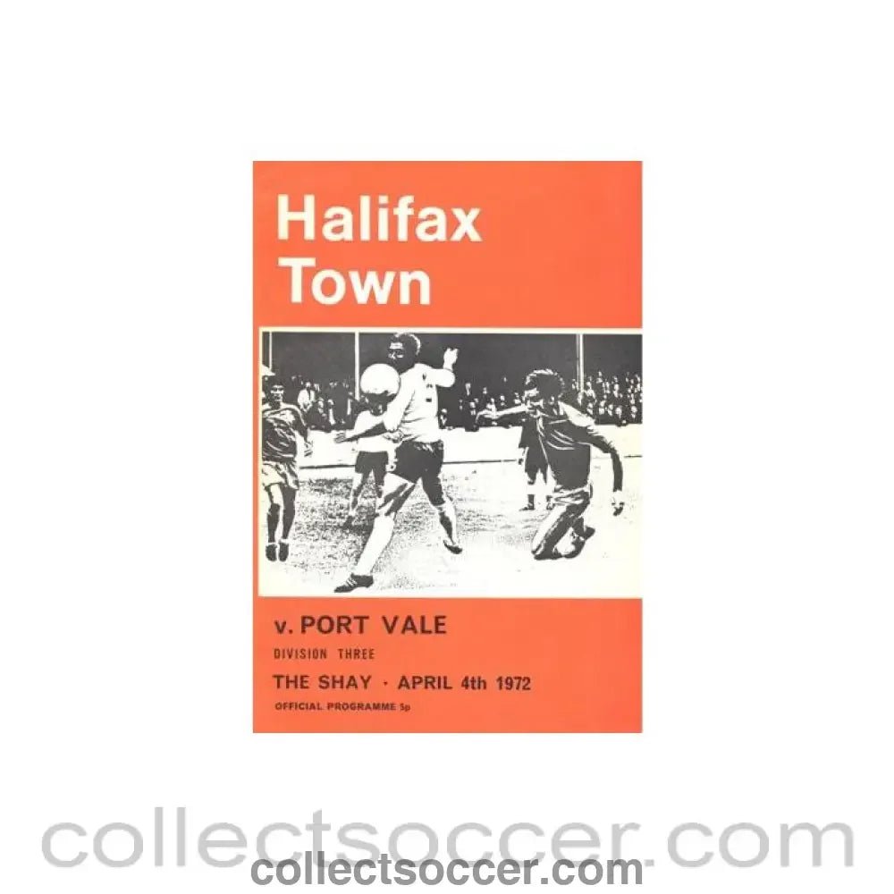 1972 - Halifax Town v Port Vale official programme 04/04/1972 Football League - Collect Soccer