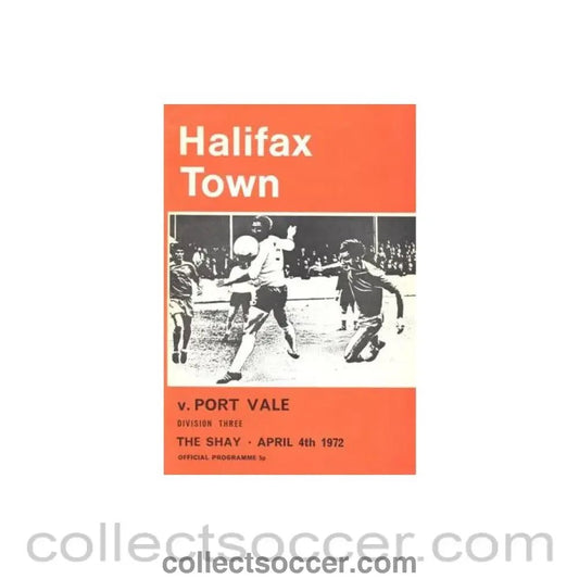 1972 - Halifax Town v Port Vale official programme 04/04/1972 Football League - Collect Soccer