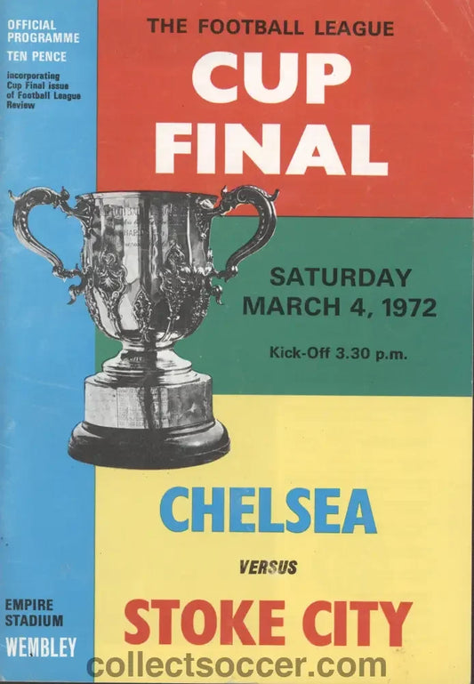 1972 League Cup Final Programme Chelsea v Stoke City