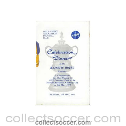 1972 Leeds United FA Cup Winners Celebration Menu - Collect Soccer