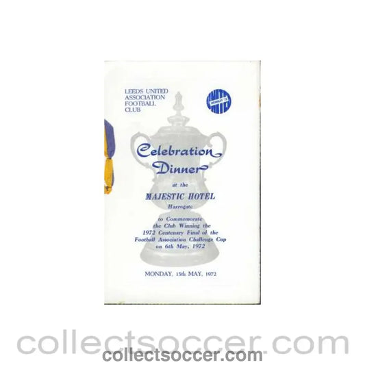 1972 Leeds United FA Cup Winners Celebration Menu
