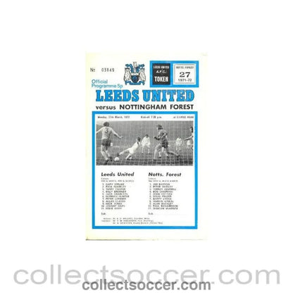 1972 - Leeds United v Nottingham Forest officialst programme 27/03/1972 Football League - Collect Soccer