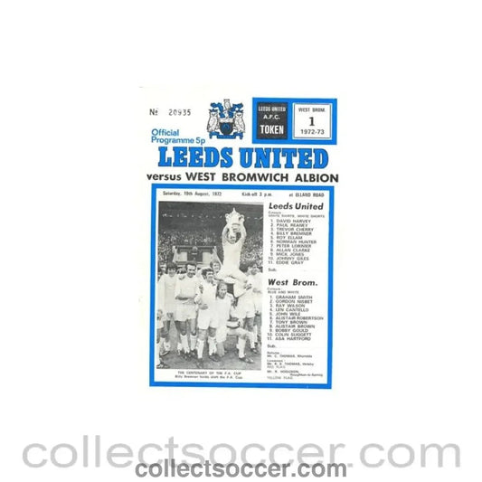 1972 - Leeds United v West Bromwich Albion official programme 19/08/1972 - Collect Soccer