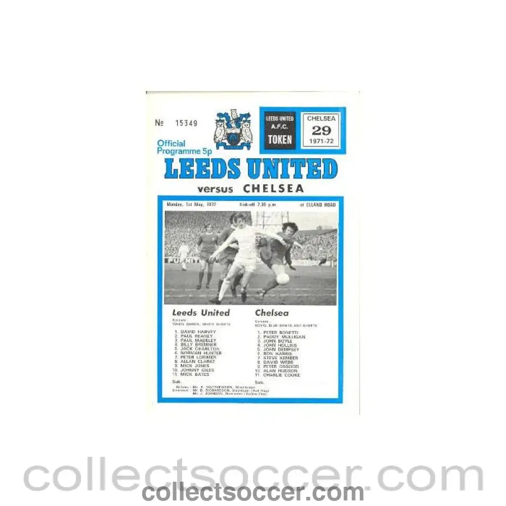 1972 - Leeds vChelsea official programme 01/05/1972