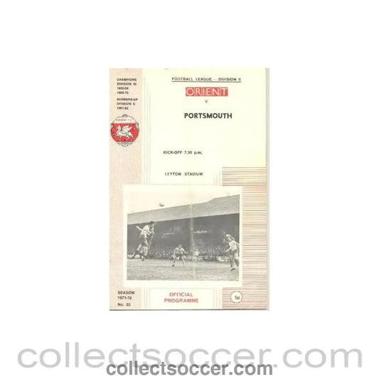 1972 - Leyton Orient v Portsmouth official programme 24/02/1972 Football League - Collect Soccer