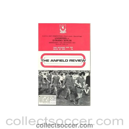 1972 - Liverpool v Dynamo Berlin UEFA Cup official programme 13/12/1972 - Collect Soccer