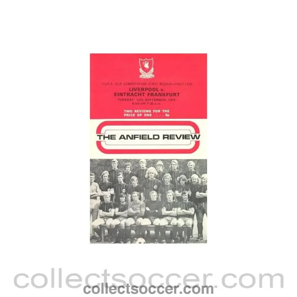 1972 - Liverpool v Eintracht Frankfurt UEFA Cup official programme 12/09/1972 - Collect Soccer